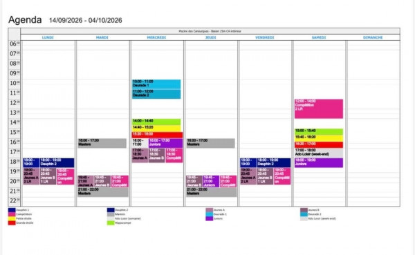 planning des entraînements