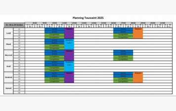 planning des vacances