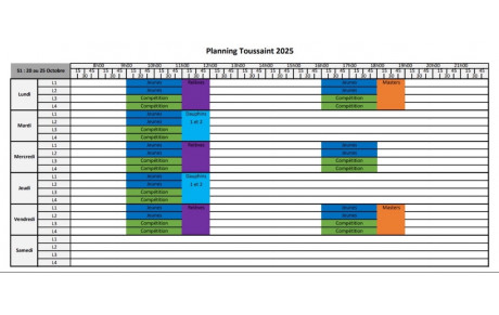 planning des vacances 